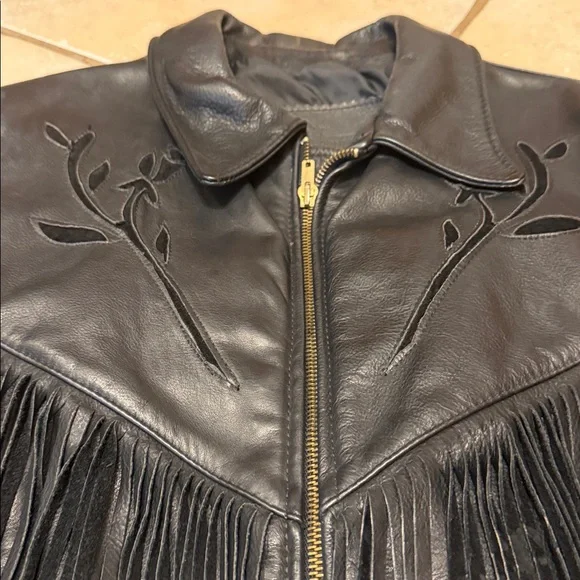 Brandy Melville Black Leather Jacket with Fringe - Picture 7 of 15
